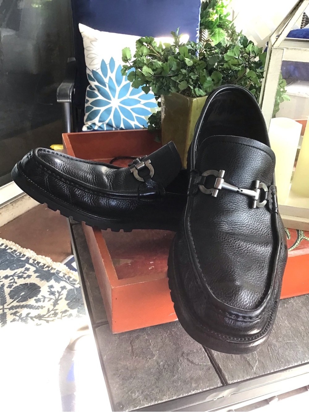 Salvatore Ferragamo Leather Horse-bit Slip-On Loafers
